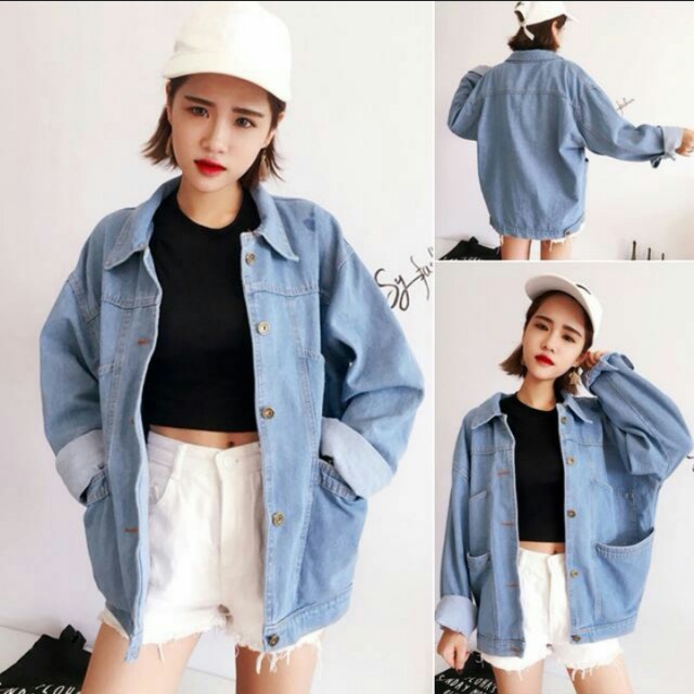 light blue faded denim jacket