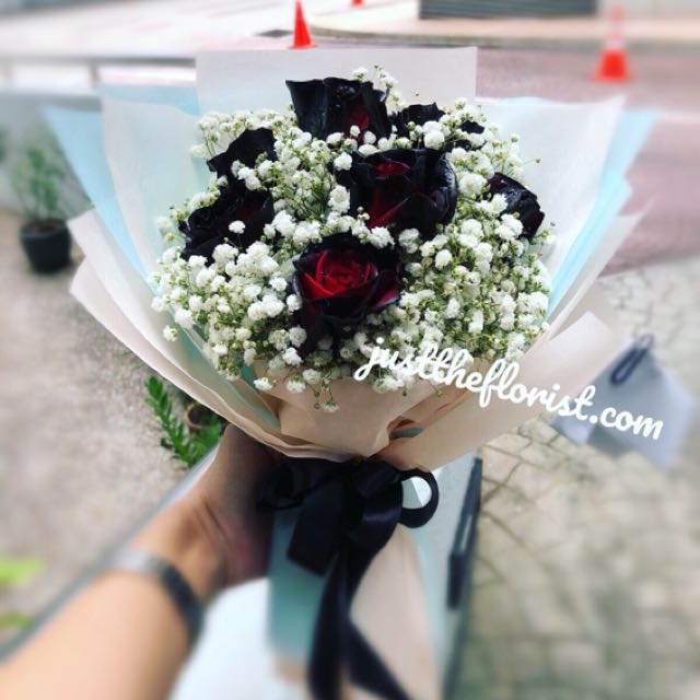 Black Roses Korean Style Bouquet Gardening On Carousell