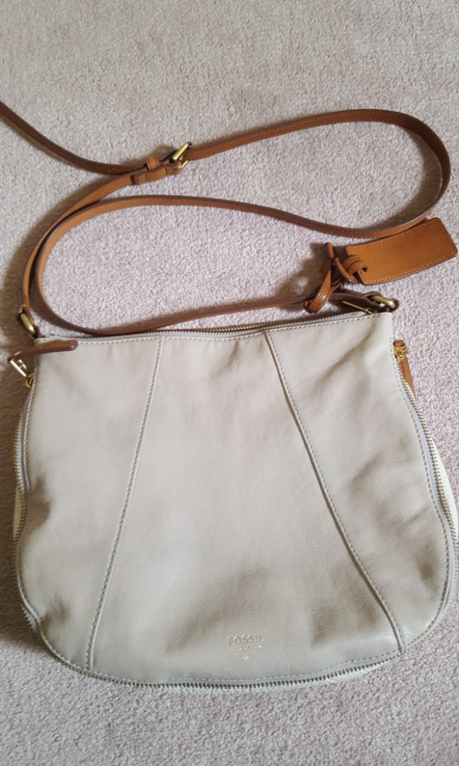 Fossil Gwen Gray White Tan Leather 
