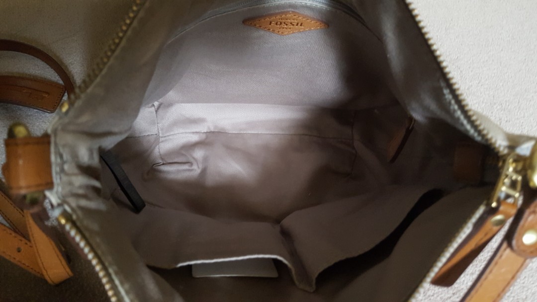 Fossil Gwen Gray White Tan Leather 