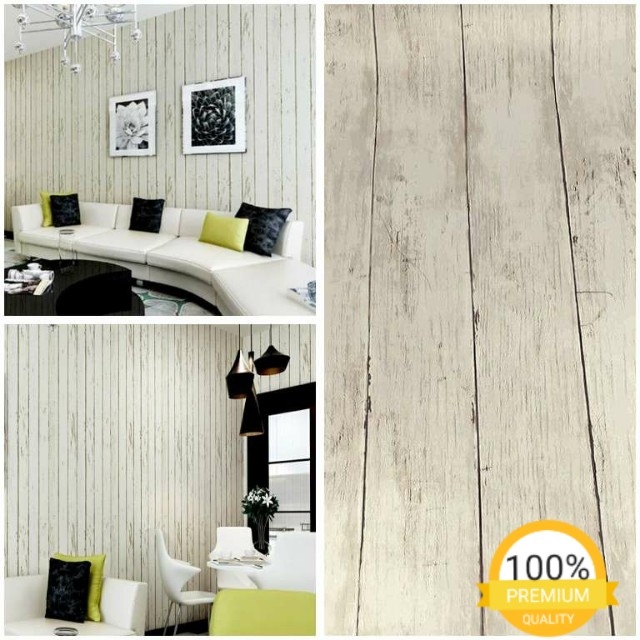 Grosir Murah Wallpaper Sticker Dinding Kayu Vintage Abu Abu