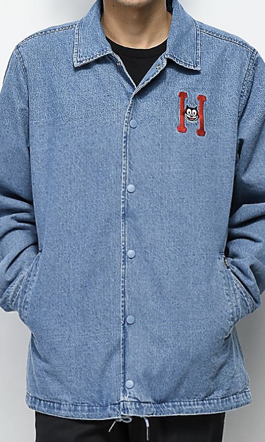 Huf X Felix The Cat Blue Denim Jacket Men S Fashion Clothes On