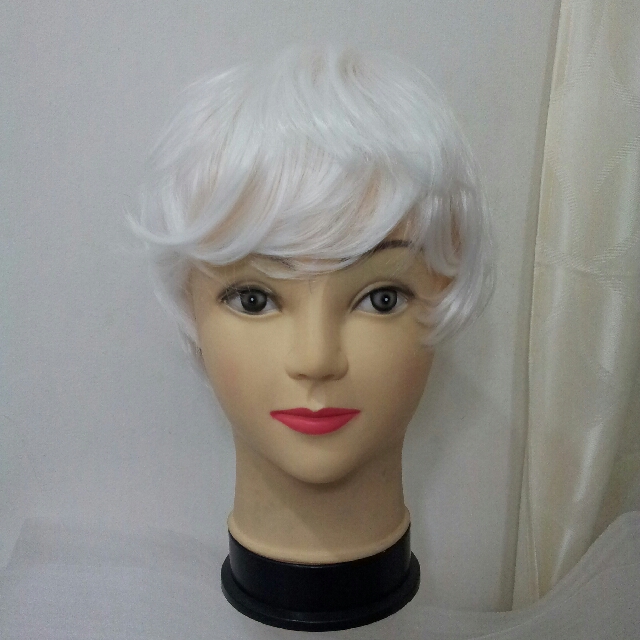 Male Short White Wig Men S Fashion Accessories On Carousell