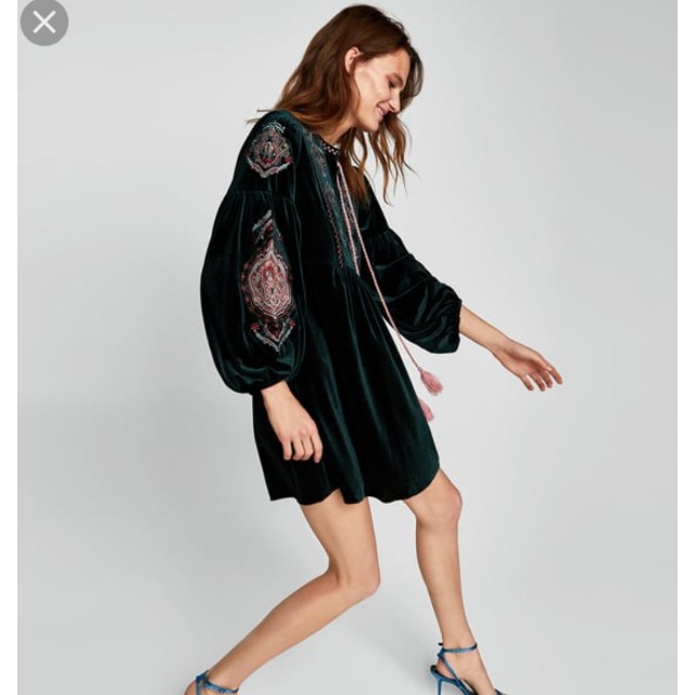 Preloved Zara Embroidered Velvet Dress