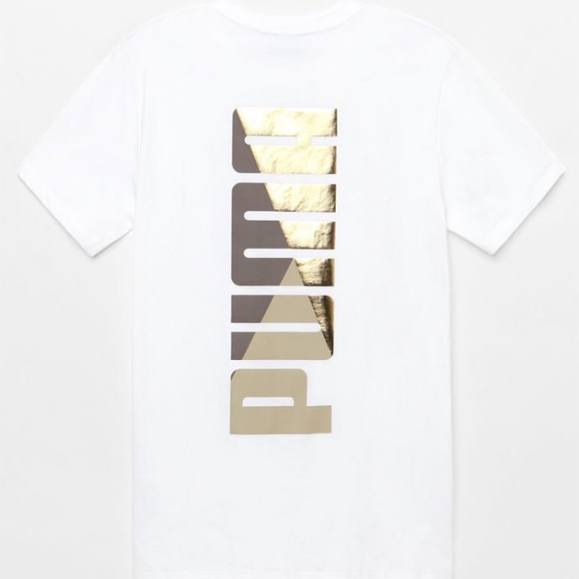 Puma white and gold t shirt Men s Fashion Tops Sets Tshirts