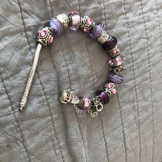 Purple Pandora Charms and Bracelet