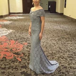For rent: modern filipiniana dusty blue gown