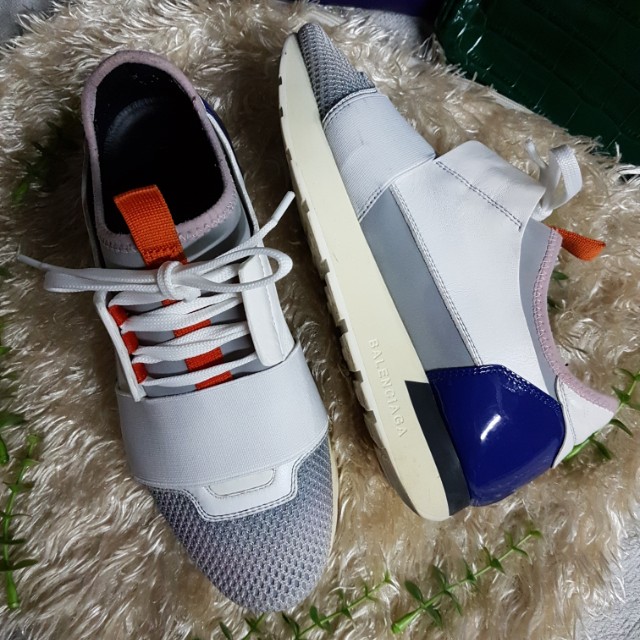 Authentic Balenciaga Race Runner White Grey Royal Blue For Womens Size 36 Women s Fashion Footwear Sneakers on Carousell