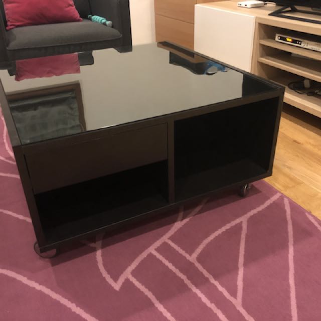 IKEA Boksel dark brown glass top coffee table., Babies & Kids, Baby