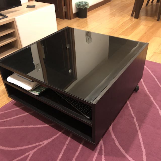 Ikea Boksel Dark Brown Glass Top Coffee Table On Carousell
