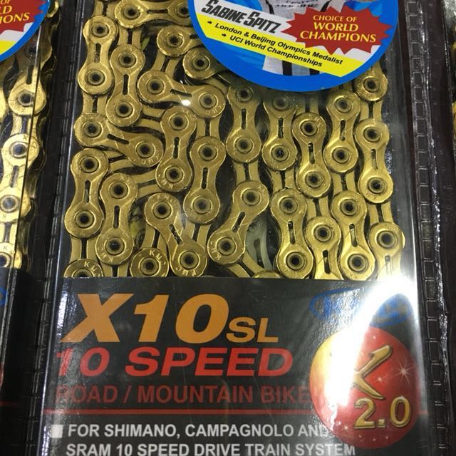 kmc 10 speed chain gold