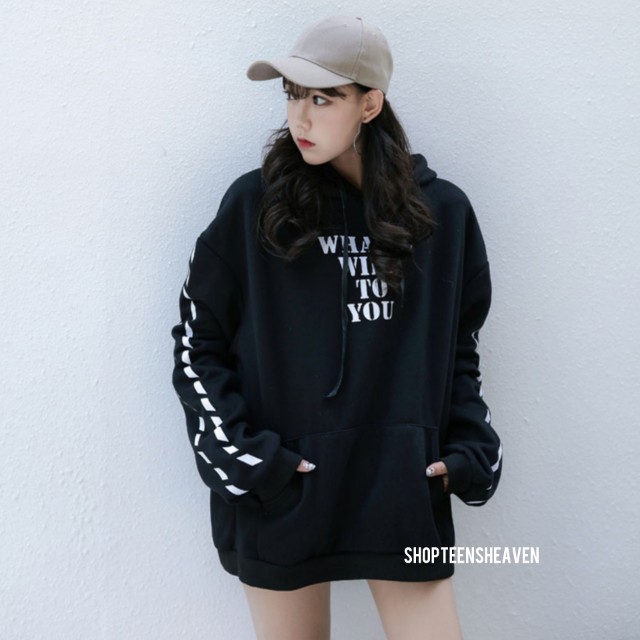 korean black hoodie