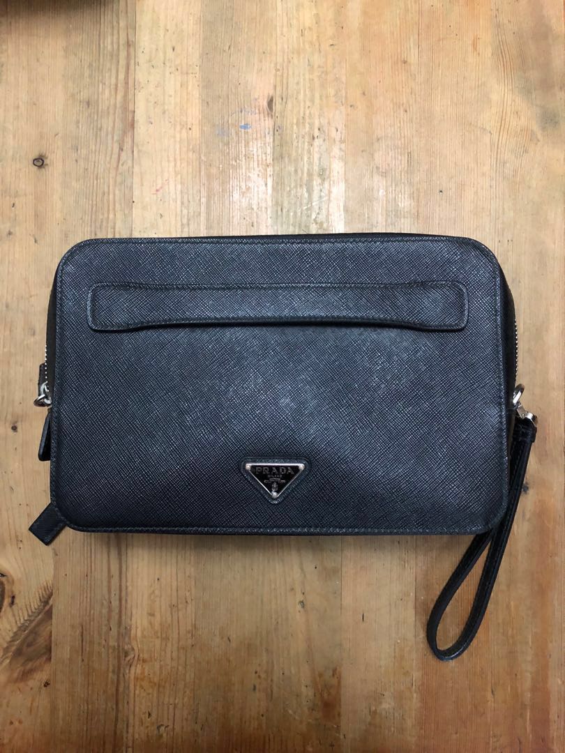 Prada Saffiano Men's Clutch Bag, Black (nero), ModeSens