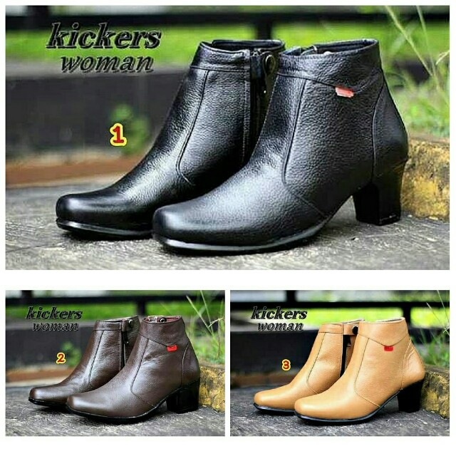 Sepatu kickers pantofel heels wanita cantik casual boot kekinian terbaru 2018 murah branded kantor formal kerja fullblack Olshop Fashion Olshop Wanita di Carousell