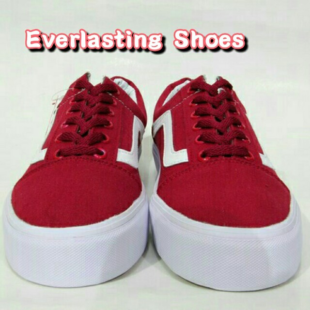 Sepatu Vans Old School Red Sneakers Merah Sneaker Maroon Marun Waffle ICC Premium Quality Grade Ori