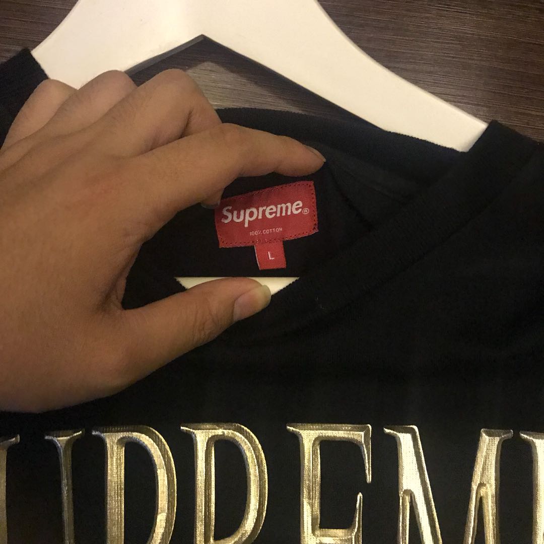 Supreme gold logo long sleeve discount