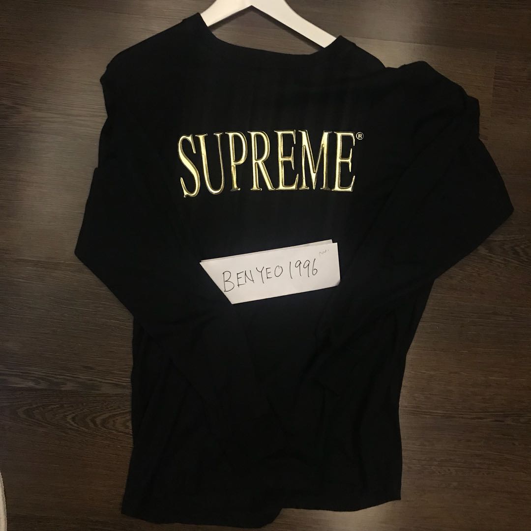 Supreme gold logo long sleeve on sale