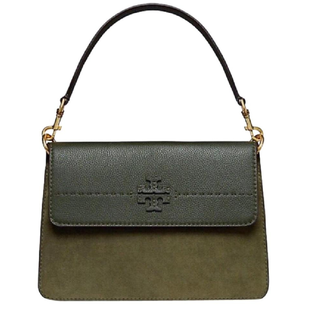 TORY BURCH MCGRAW MIXED SUEDE SHOULDER BAG (OLIVE GREEN), Women's Fashion,  Bags & Wallets, Shoulder Bags on Carousell