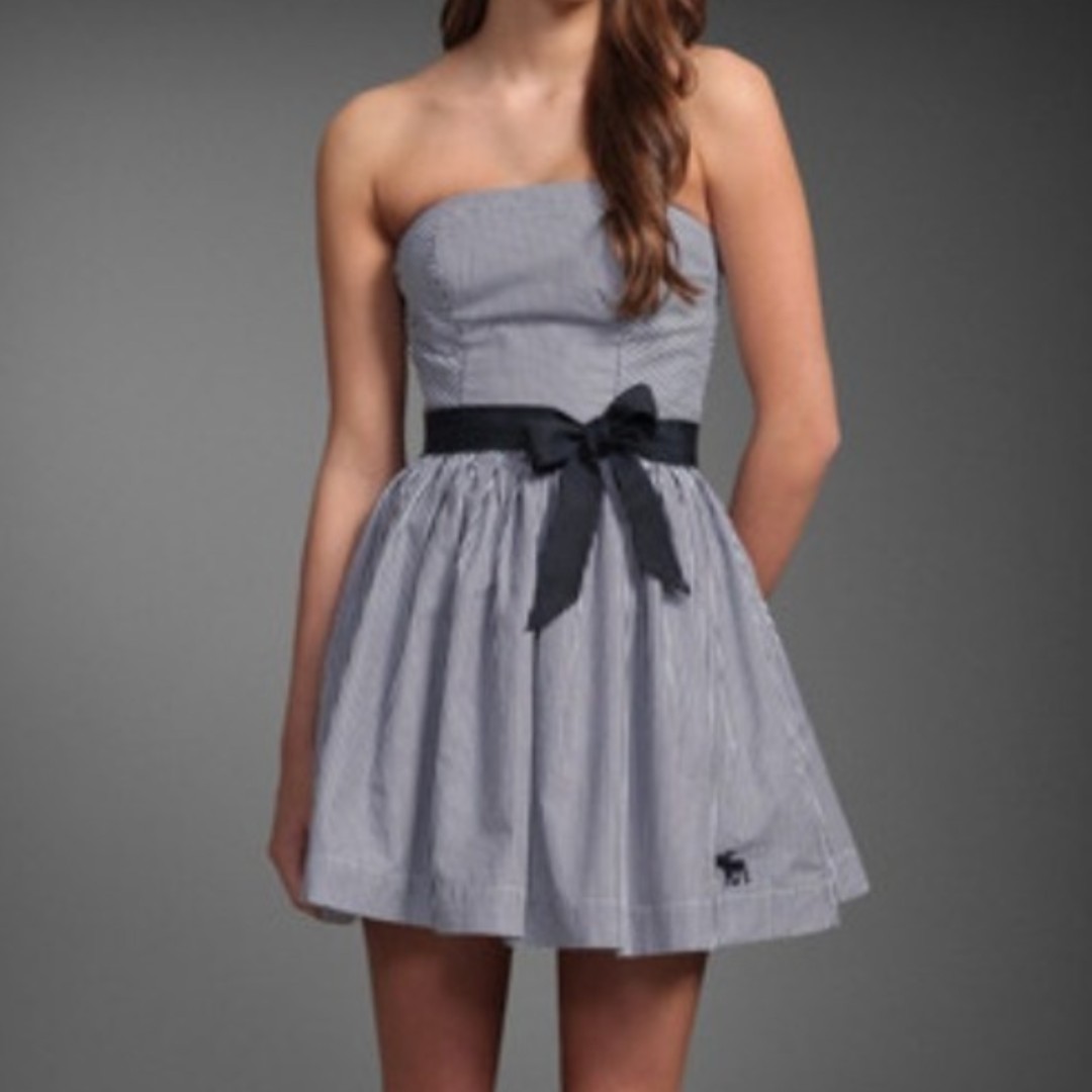 A\u0026F Blue pint stripe Dress, Women's 