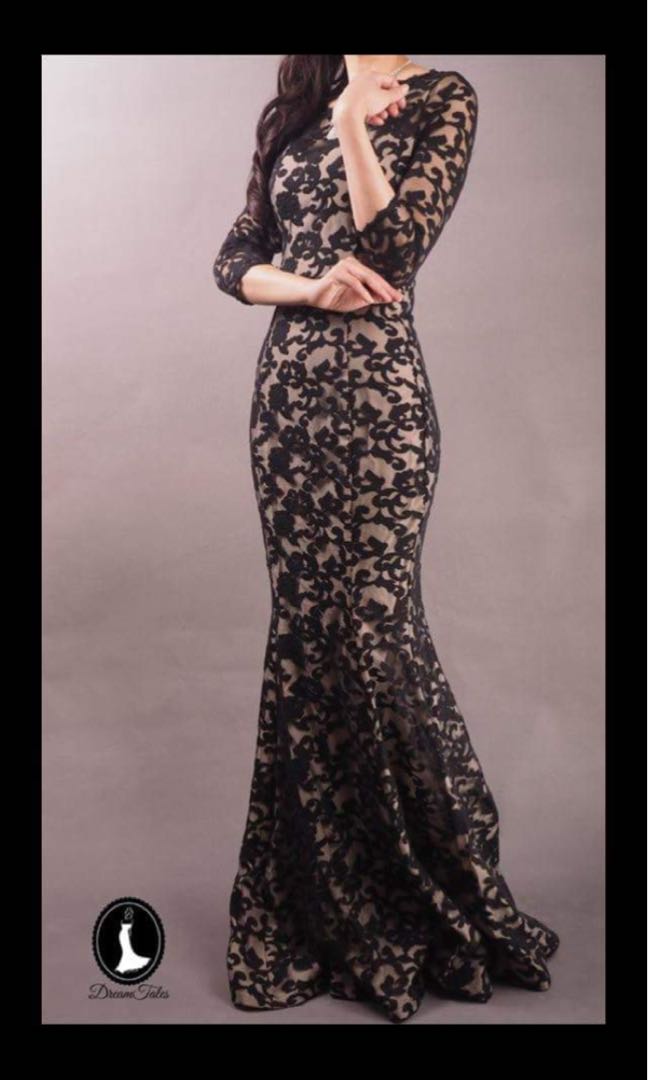Black lace dress with nude lining clearance