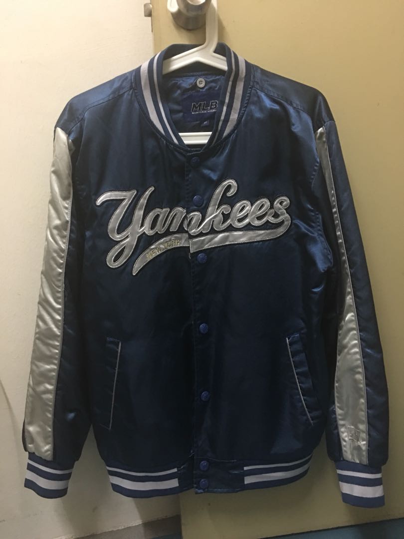 New Era MLB New York Yankees anniversary patch varsity jacket in navy  ASOS
