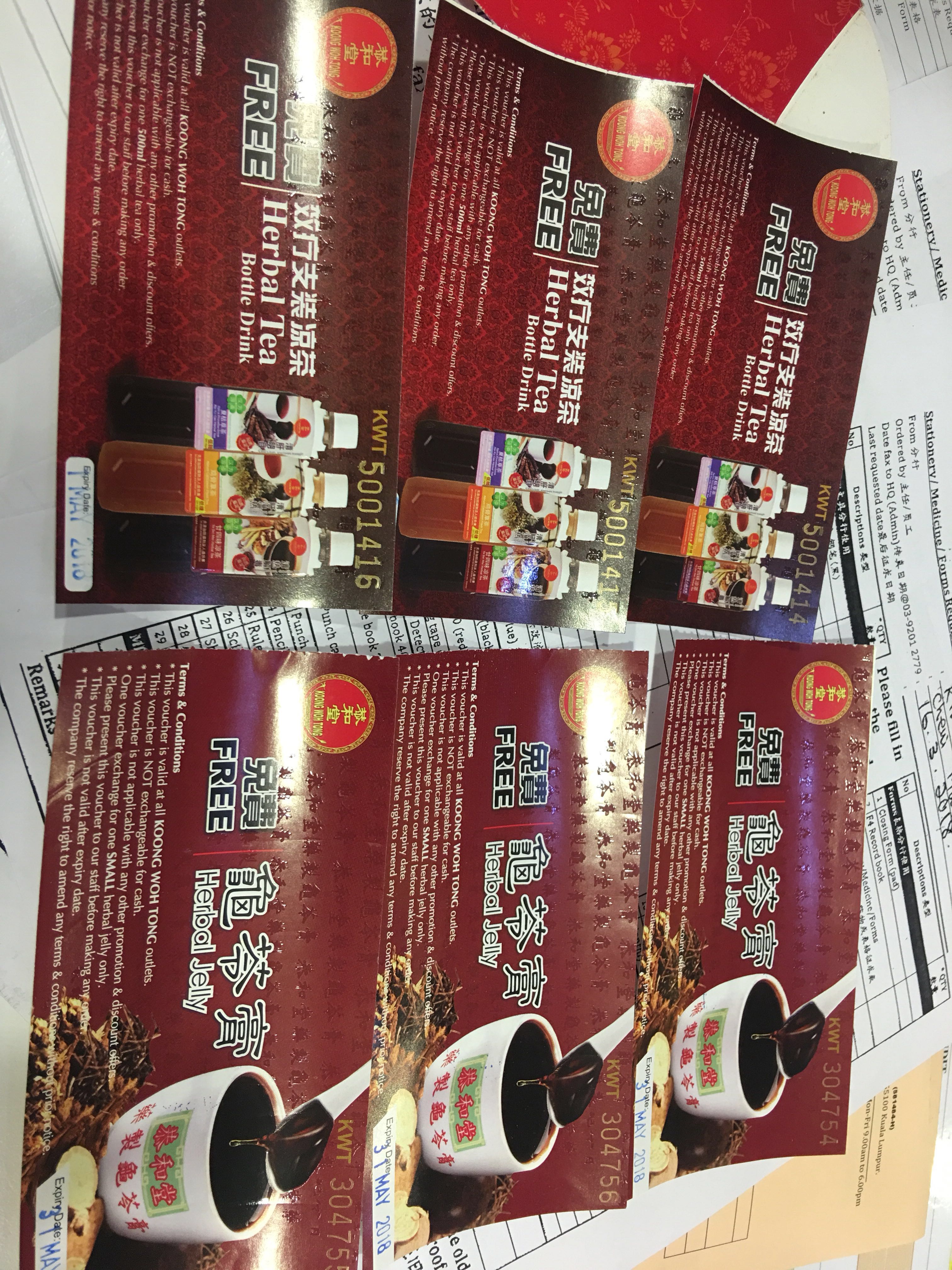 Koong Woh Tong Herbal Jelly Voucher, Tickets & Vouchers, Local