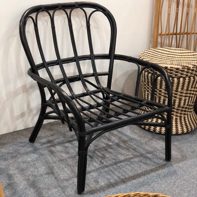 Scandi Pea Matt Black Upcycled Vintage Rattan Chair Furniture Scandi Pea Matt Black Upcycled