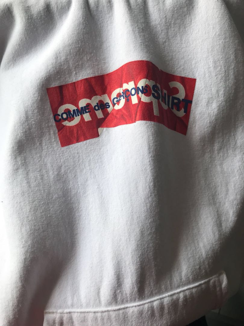 Supreme cdg hoodie white Men s Fashion Tops Sets Hoodies on Carousell