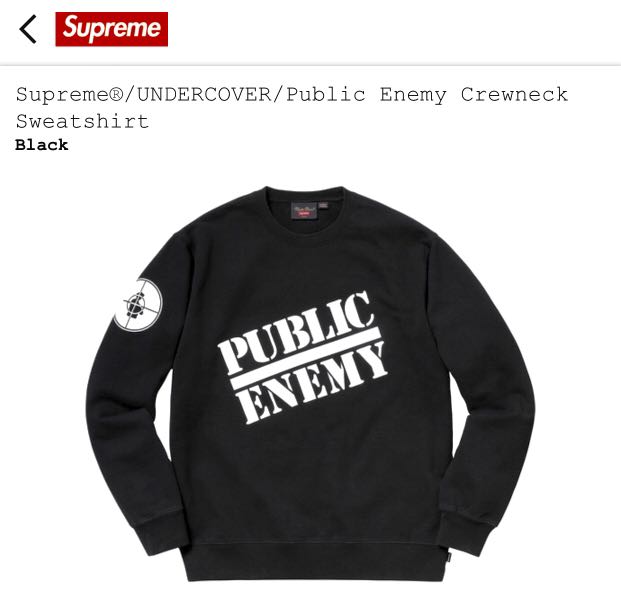 Supreme undercover public enemy 2025 crewneck