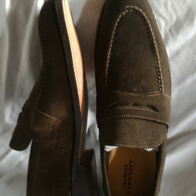 Charles Tyrwhitt dark brown suede slip on shoes for men Men s