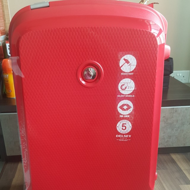 delsey red suitcase