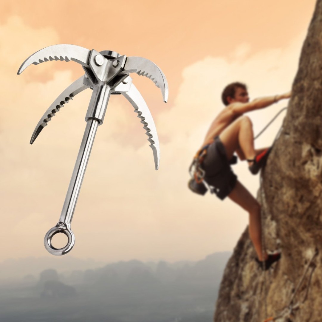 Grappling Hook Folding Survival Claw Multifunctional Stainless Steel Hook  for Outdoor Camping Hiking Tree Rock Mountain Climbing (4 Claws), Sports  Equipment, Hiking & Camping on Carousell