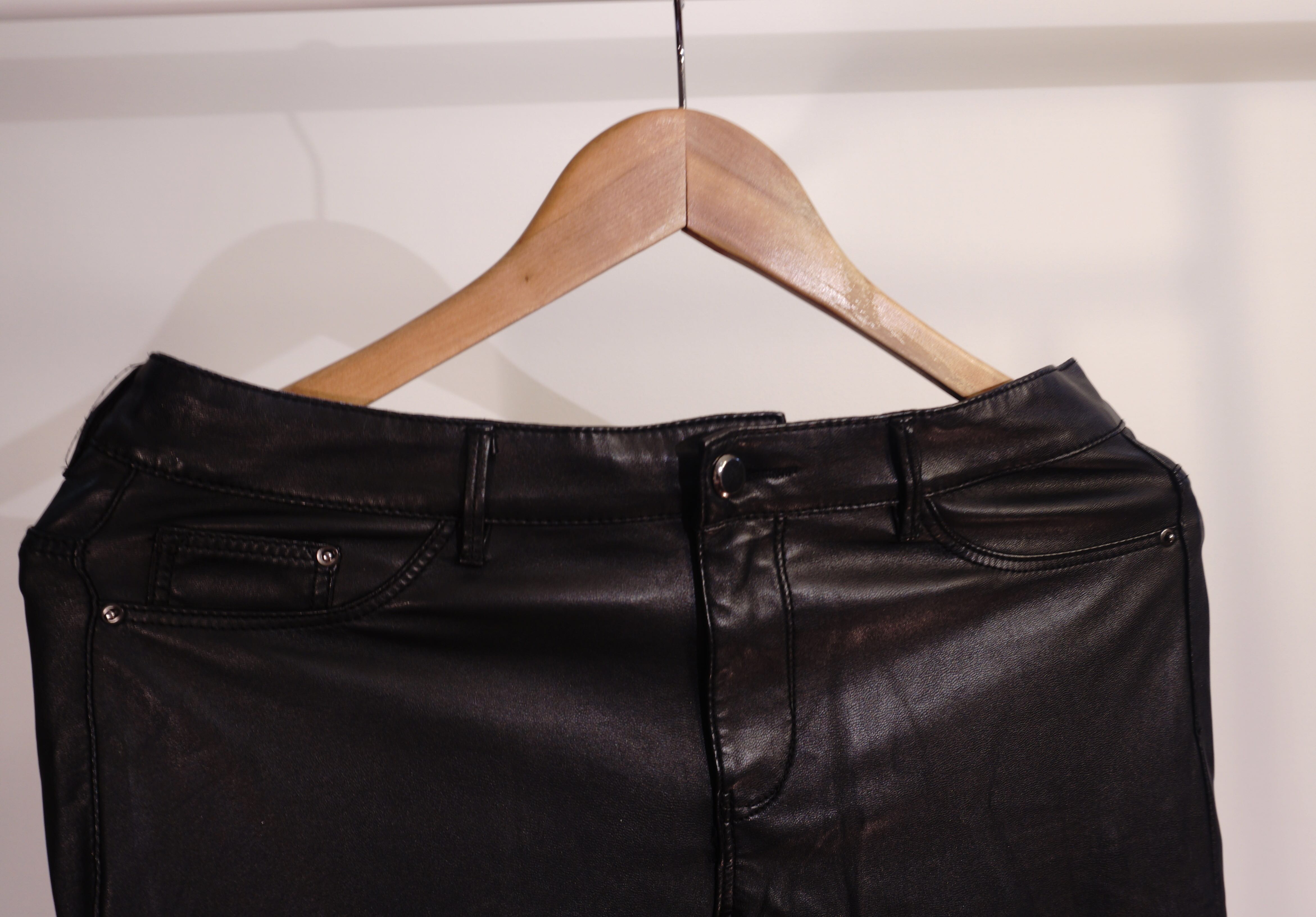 H&M Women Black Imitation Leather Leggings