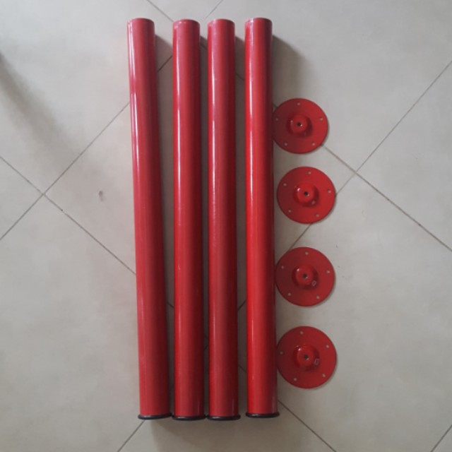 red metal table legs