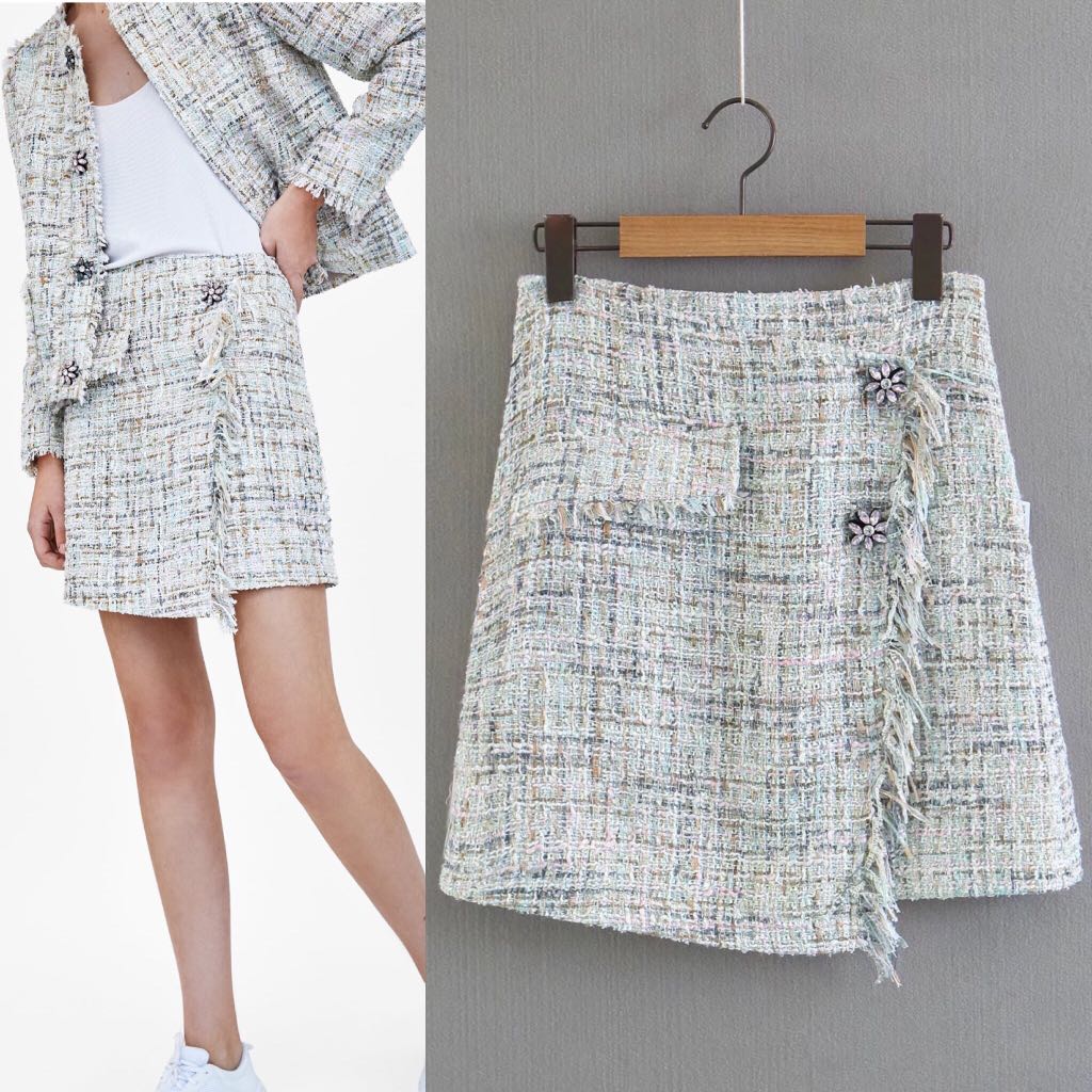 tweed mini skirt zara