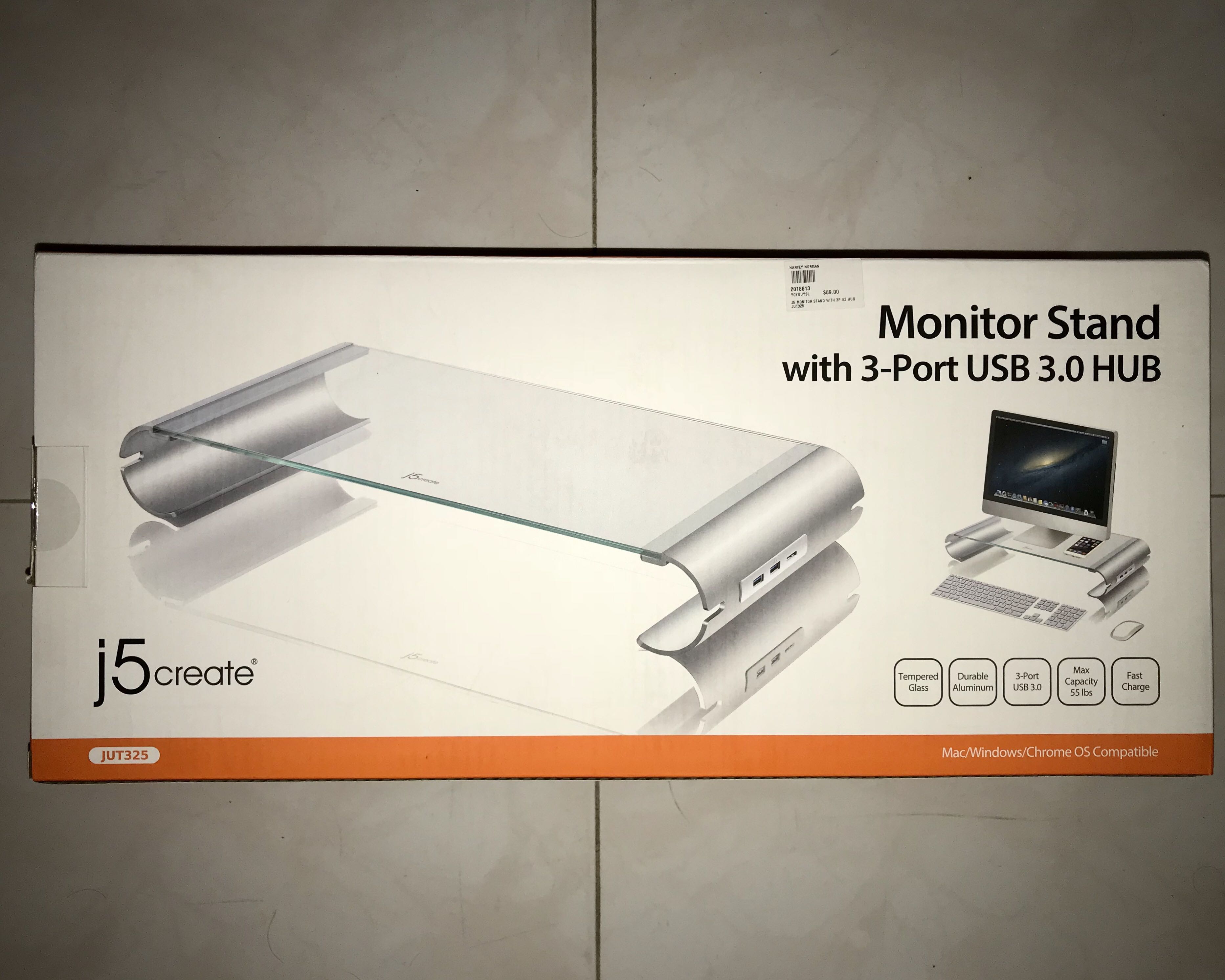 J5 Monitor Stand w/ 3Port USB 3.0 Hub (Sealed), Computers & Tech