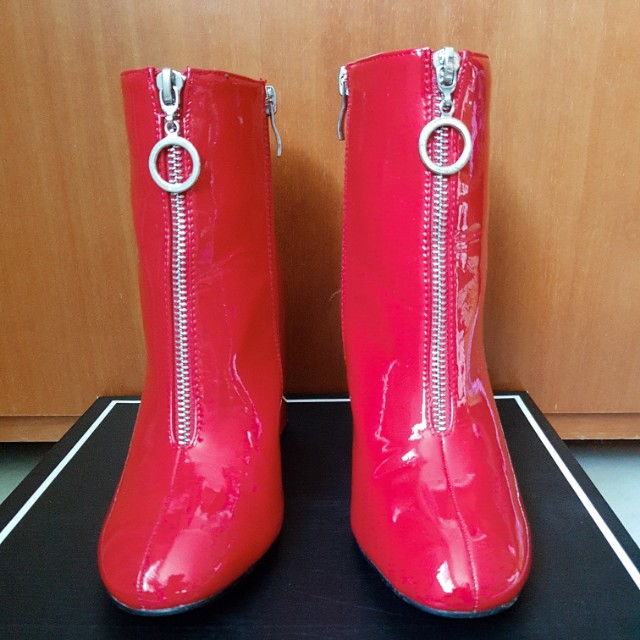 Red vinyl boots hot sale