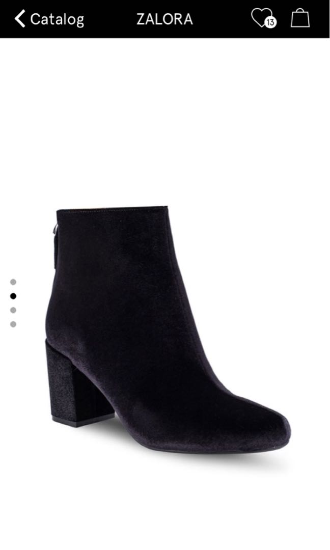 zalora velvet boots, Women's Fashion 