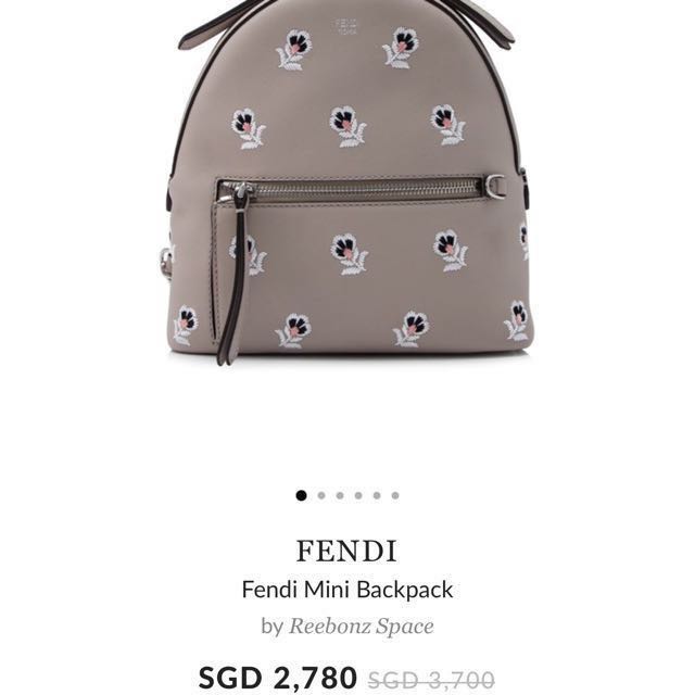 Fendi mini backpack nuvola calfskin flower embroidery Luxury Bags Wallets on Carousell