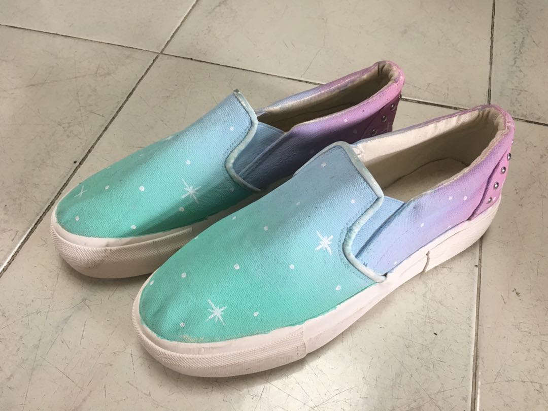 Gradient galaxy canvas slip on shoes 