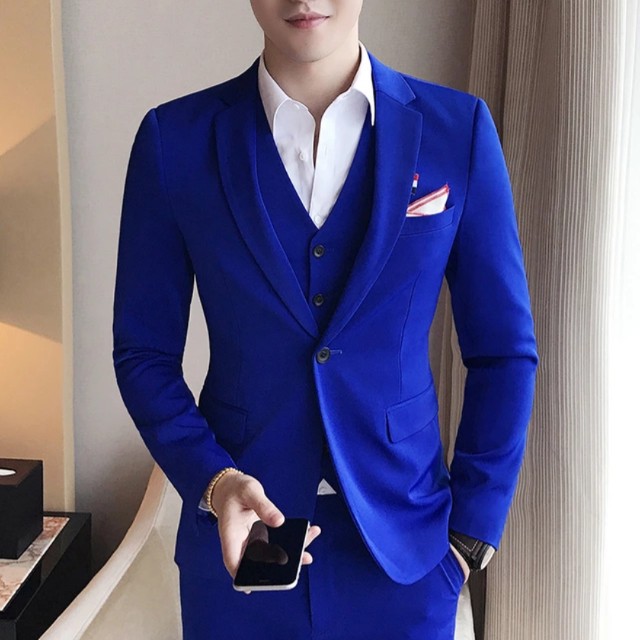 Royal blue coat pant with white shirt clearance