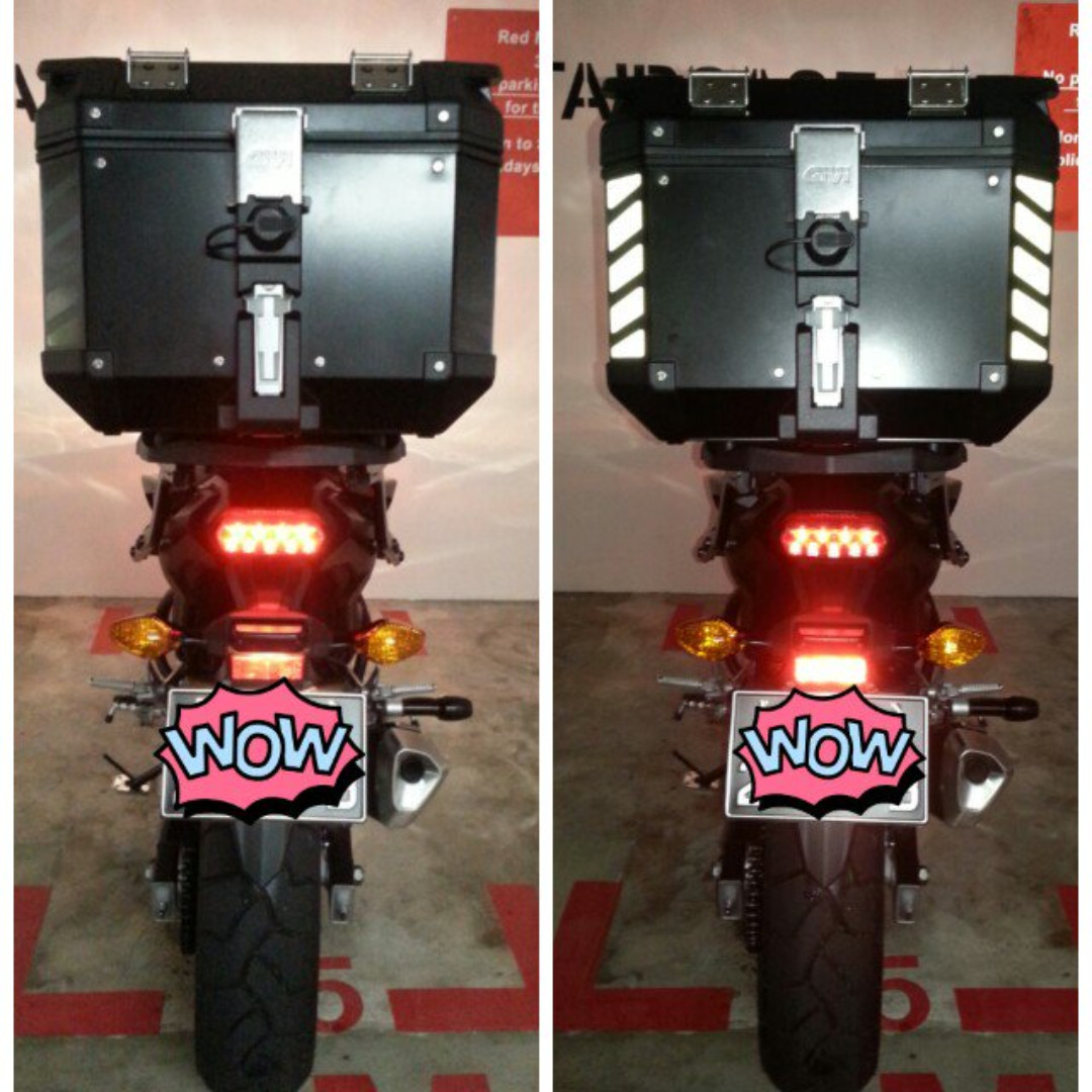 Reflective Stickers Red Compatible With Givi Monokey Top Case Of VFR 1200 X 