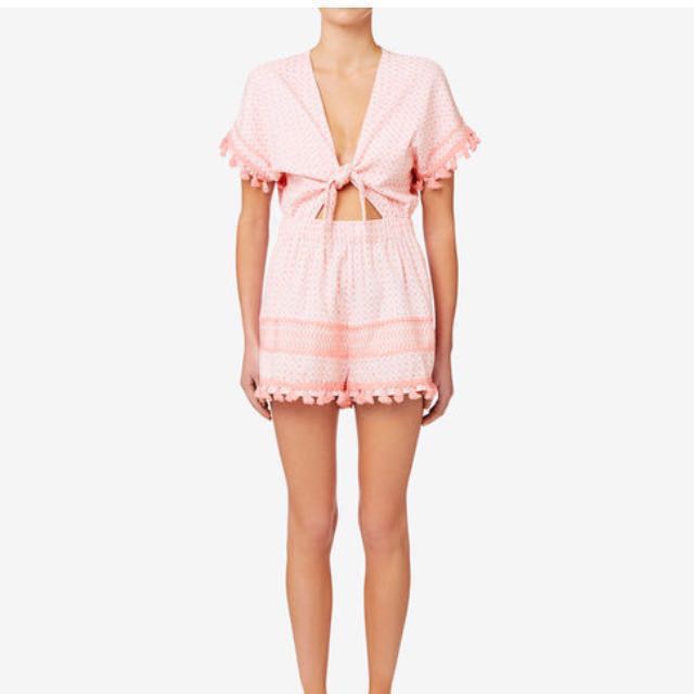 pink tie front jumpsuit