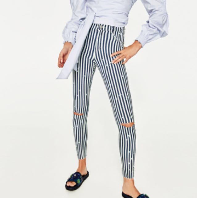 ZARA TRF striped jeans size 34, Women's 