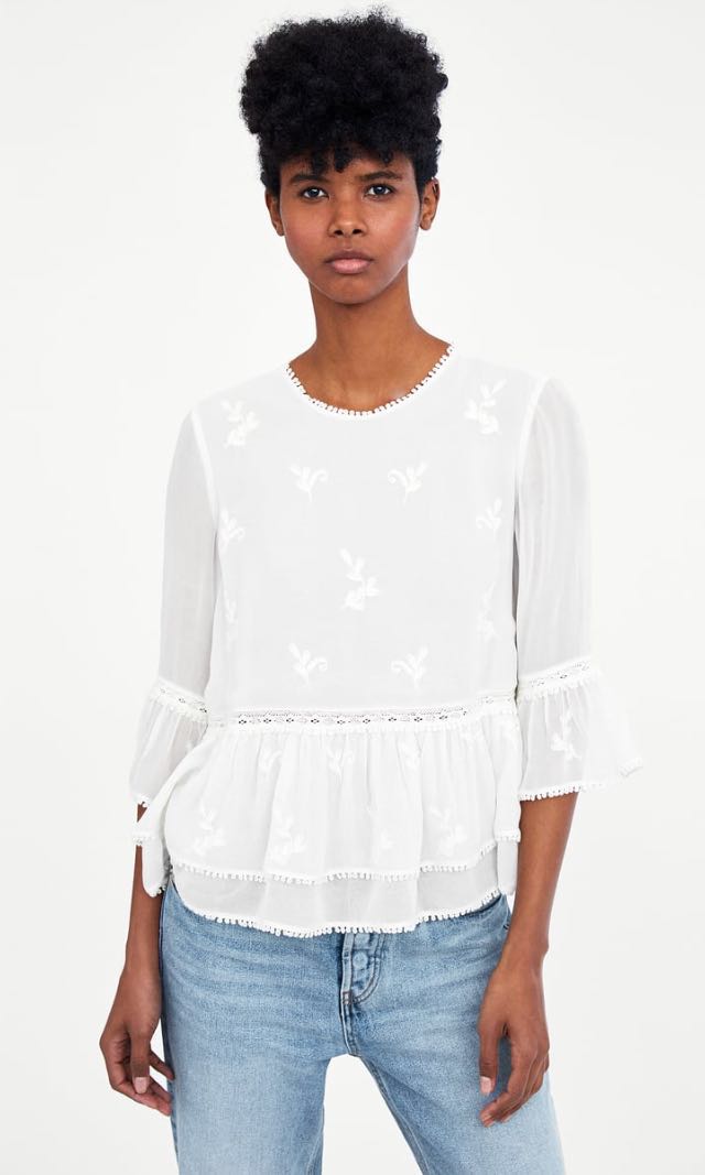 zara white blouse