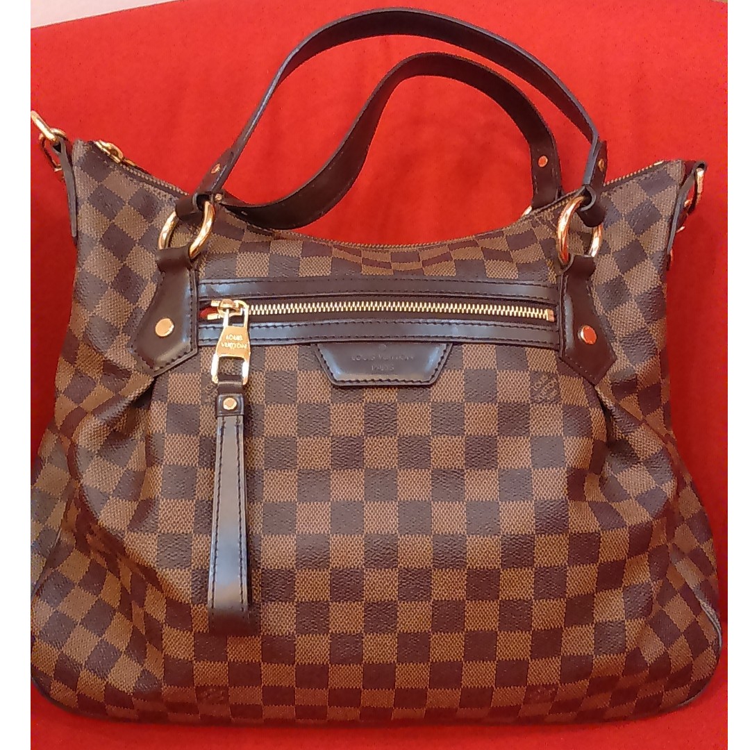 Louis Vuitton Evora MM Shoulder Bag Damier Ebene, Women's Fashion