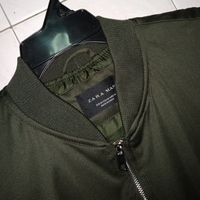 zara men's navy bomber jacket