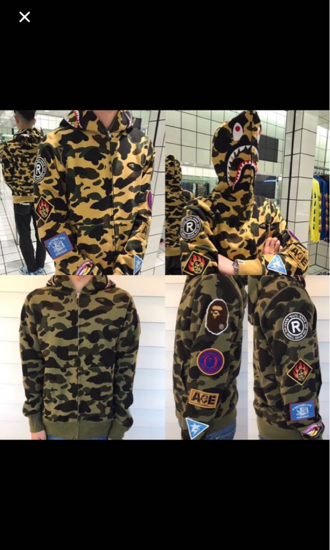 bape multi logo hoodie