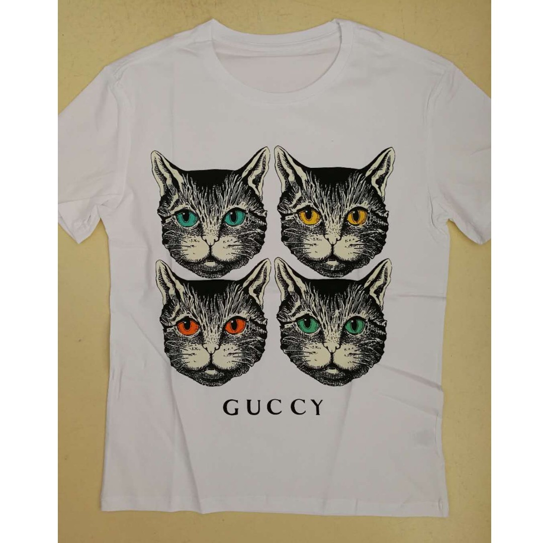 Gucci Four Heads black cats cotton t-shirt. 2 colours available ...