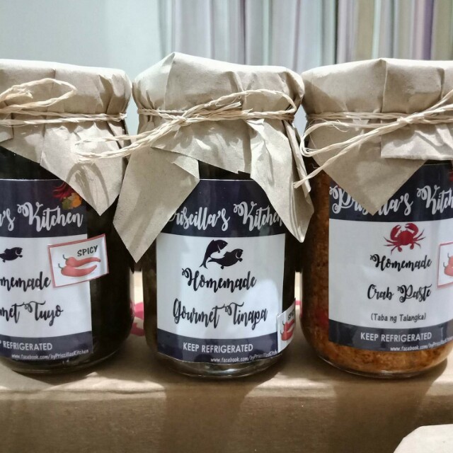 Priscilla's Kitchen Gourmet Products (Category: Local Eats) located in Mandaluyong City. Submitted by cncdshop (Listing ID 160177657, Image 1). Description: Priscilla's Kitchen Gourmet Products Gourmet Tuyo 200 Gourmet Tinapa 200 Crab Paste 250.